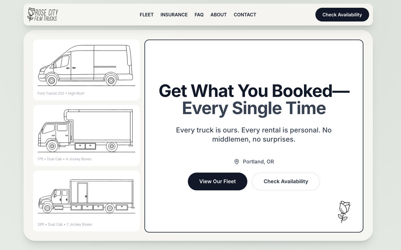 Rose City Film Trucks UI
